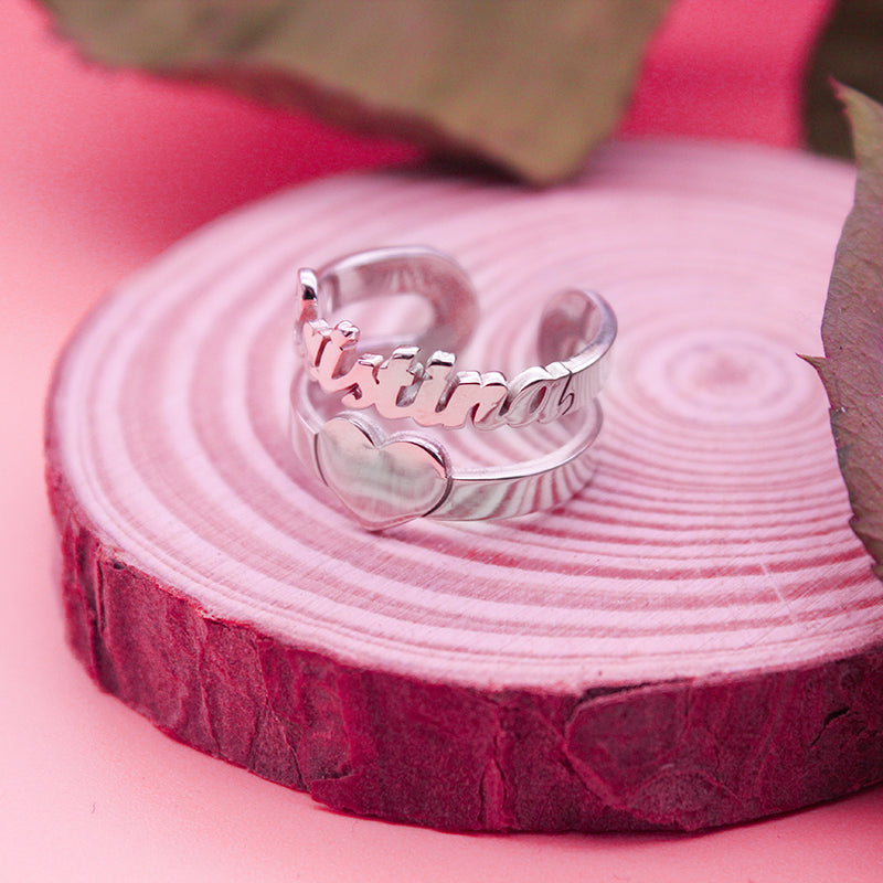 Bague Prénom et Cœur, cadeau pour sa copine, argent 925
