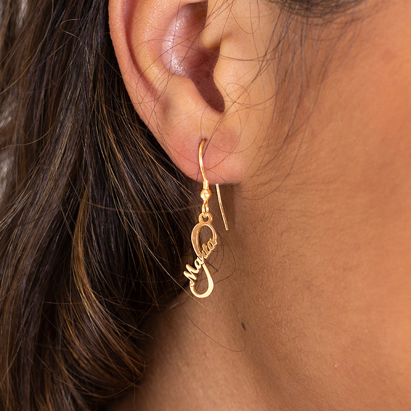 Boucles d'oreilles Infini vertical plaqué or
