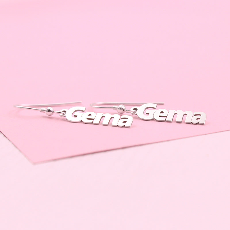 Boucles d'oreilles personnalisables prénom vertical argent 925
