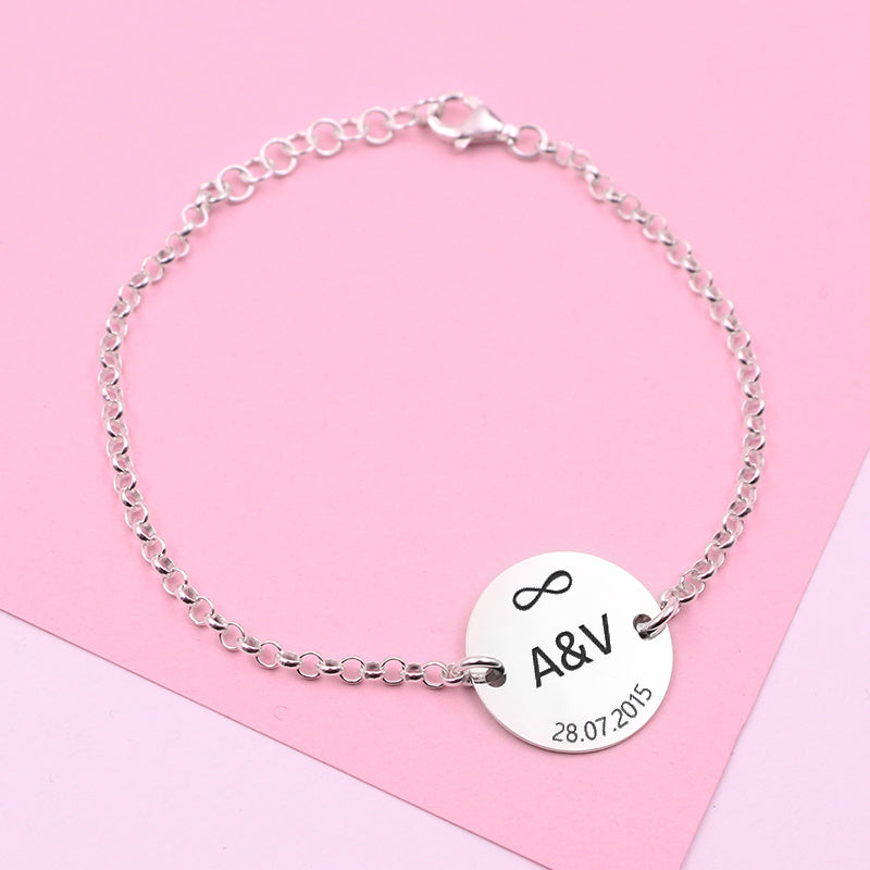Bracelet Cœur Infini en Argent Massif 925 à Personnaliser