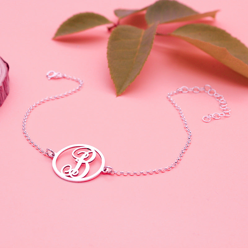 Bracelet de cheville en Argent 925 avec initiale personnalisée