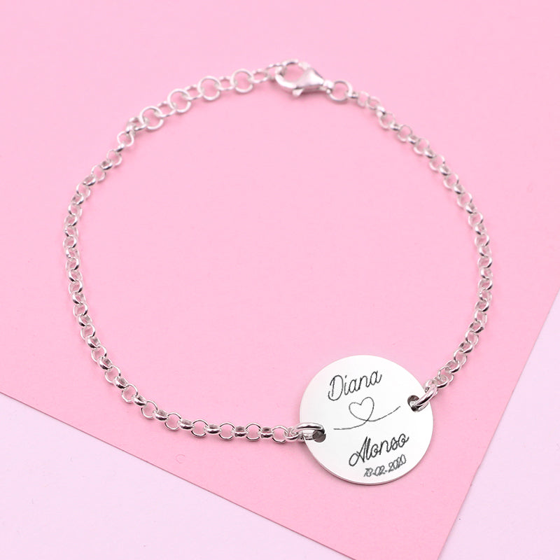 Bracelet en Argent avec Médaille à Graver - 18 mm