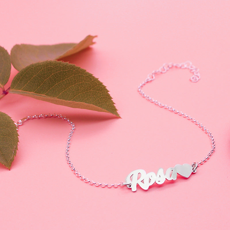 Chevillère en argent avec pendentif cœur