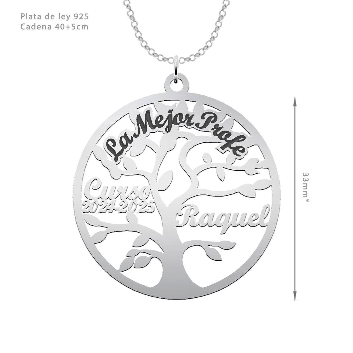 Collier Arbre de Vie Professeur, gravure personnalisée, argent 925