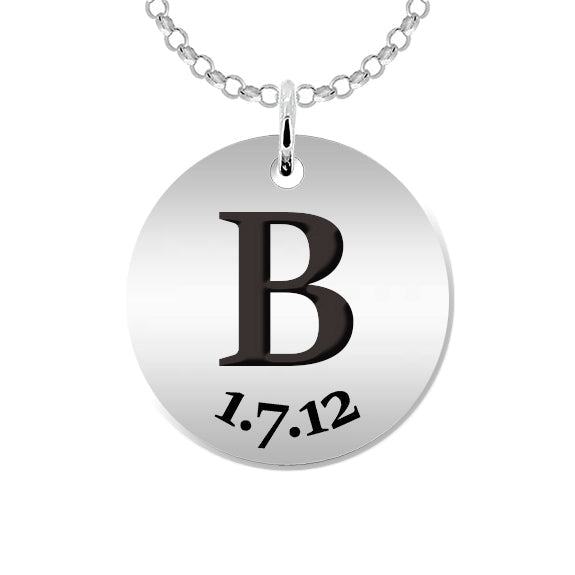 Collier argent 925 avec initiale et date gravées