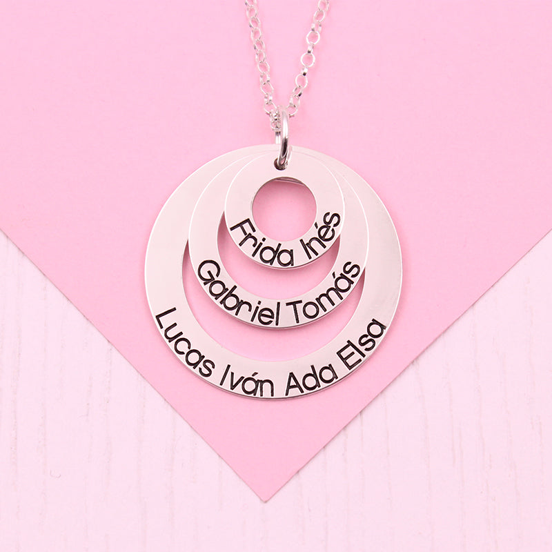 Collier Argent 925 Personnalisé avec 1 à 3 Disques Gravés