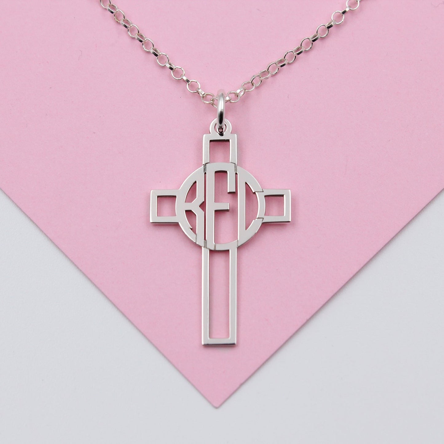 Collier Croix en Argent 925 à Personnaliser avec 3 Initiales
