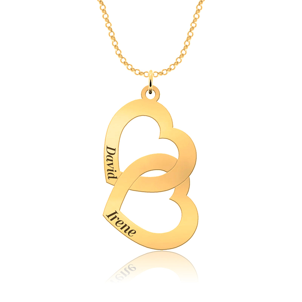 Collier Double Cœur, cadeau pour sa copine, argent plaqué or
