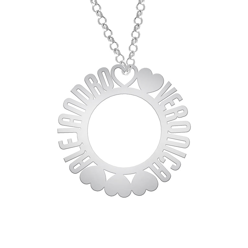 Collier en Argent 925 Cercle et Cœurs