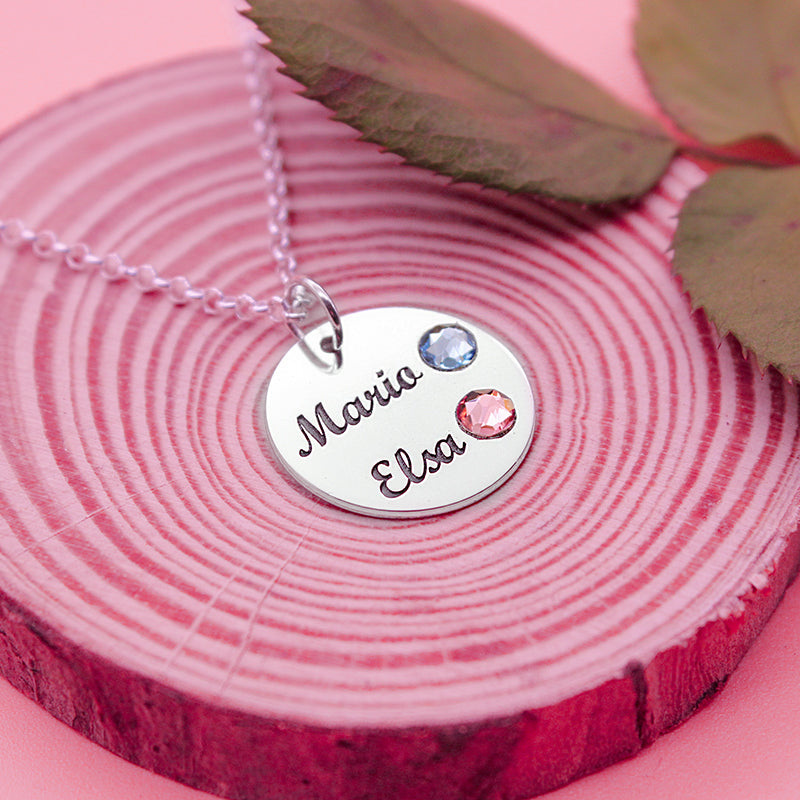 Collier en argent avec 2 cristaux de naissance