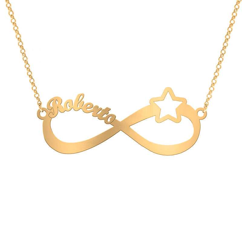 Collier Infini et Étoile en Argent Plaqué Or
