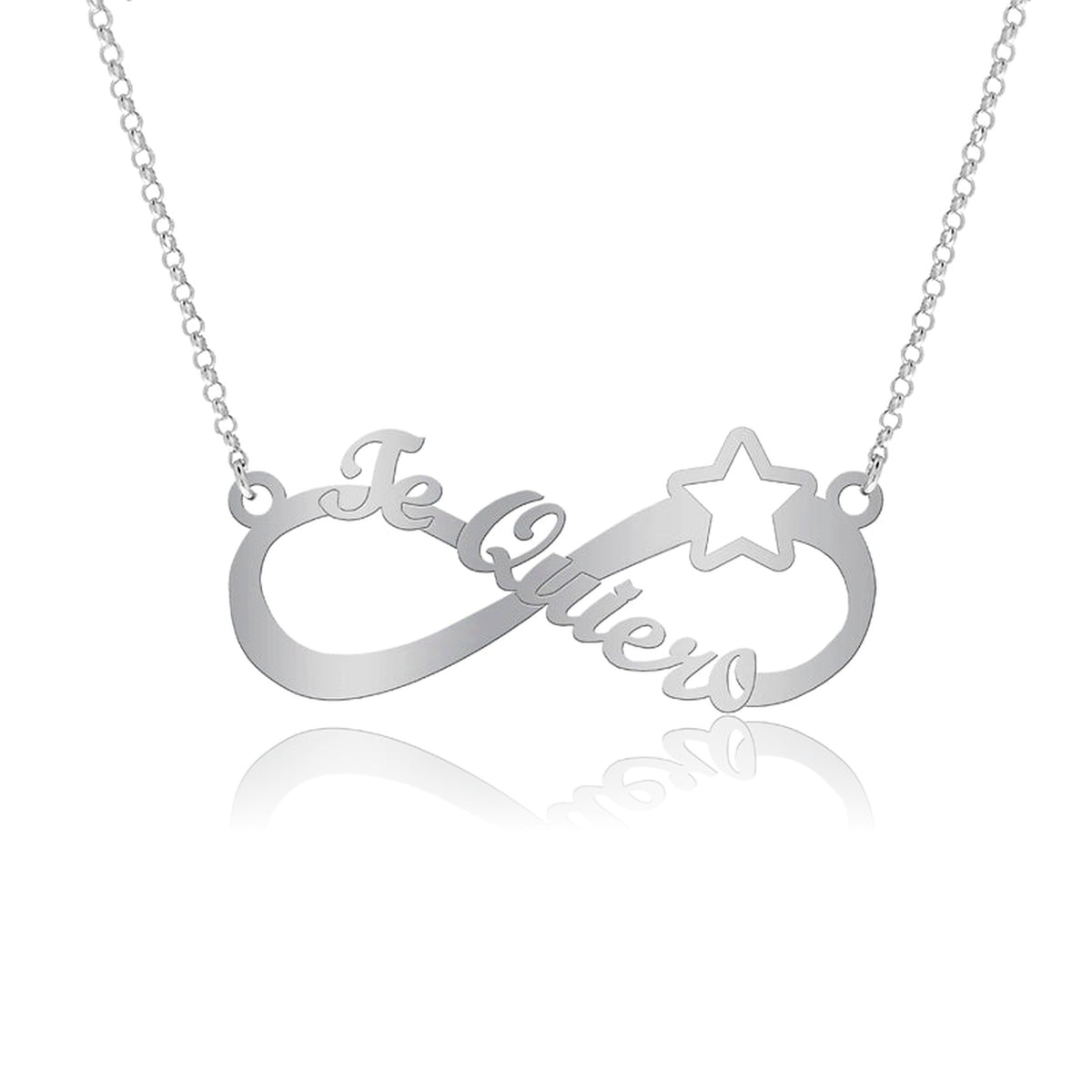 Collier Infini "Je t'aime" avec Étoile en Argent 925