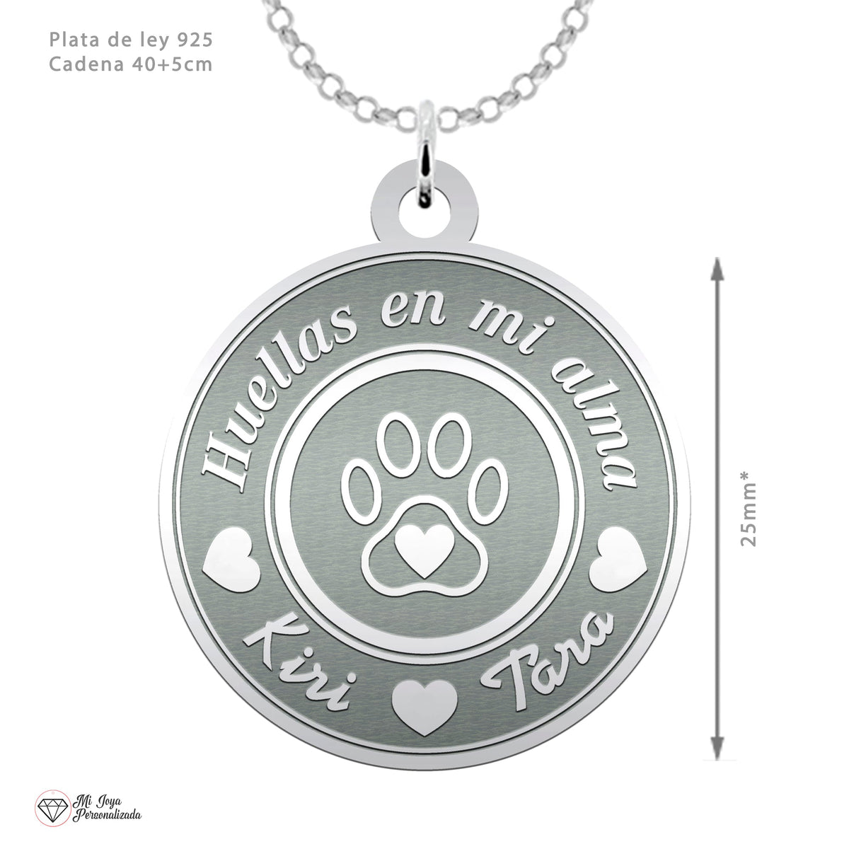 Collier Empreinte de Patte et Prénom de votre Animal, argent 925