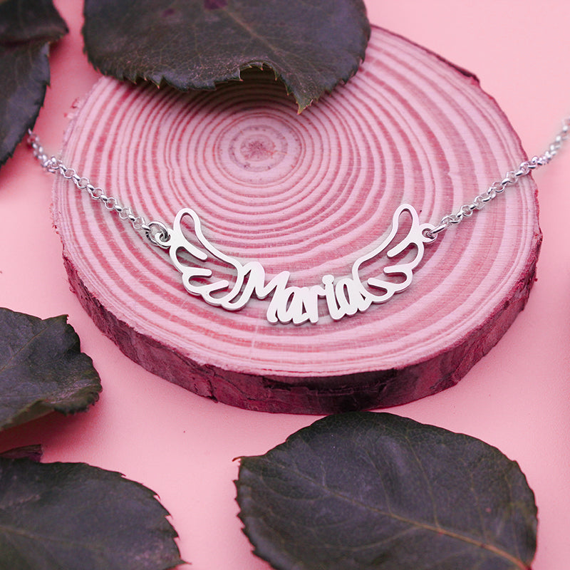 Collier prénom et ailes en argent 925