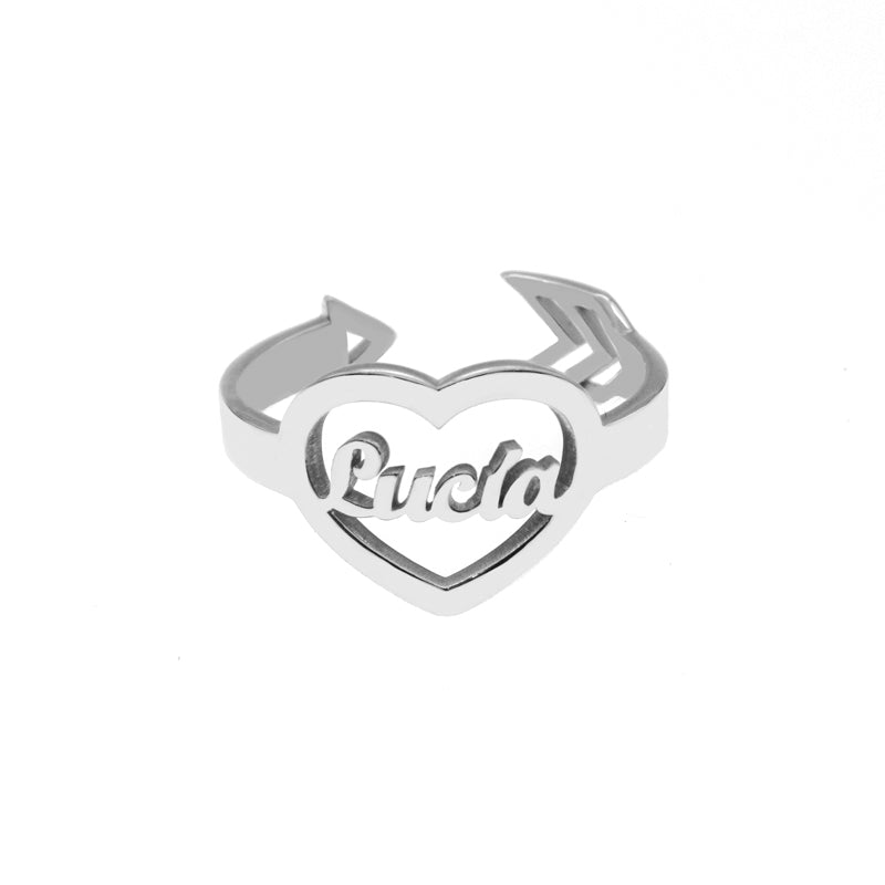 Bague en Argent 925 Cœur Personnalisable Prénom