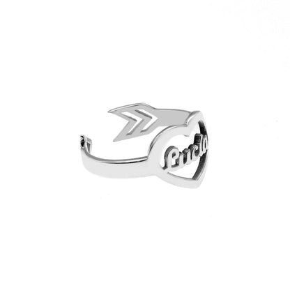 Bague en Argent 925 Cœur Personnalisable Prénom