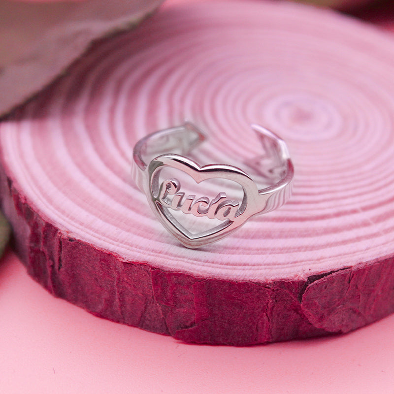 Bague en Argent 925 Cœur Personnalisable Prénom