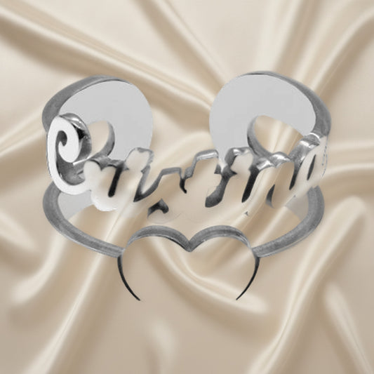 Bague en Argent 925 Personnalisable Prénom et Cœur