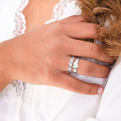 Bague en Argent 925 Personnalisable Prénom et Cœur