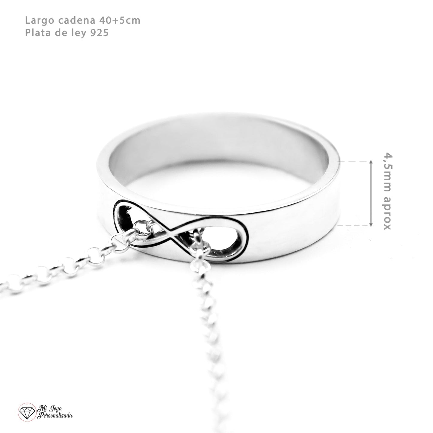 Bague Infini transformable en Pendentif - Argent 925 gravable