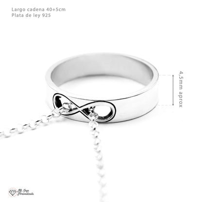 Bague Infini transformable en Pendentif - Argent 925 gravable