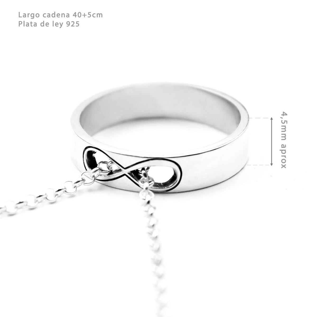 Bague Infini Transformable en Pendentif, gravure personnalisée, argent 925