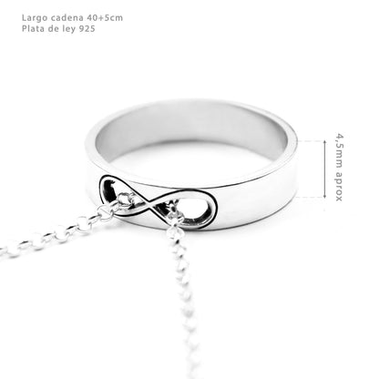 Bague Infini Transformable en Pendentif, gravure personnalisée, argent 925