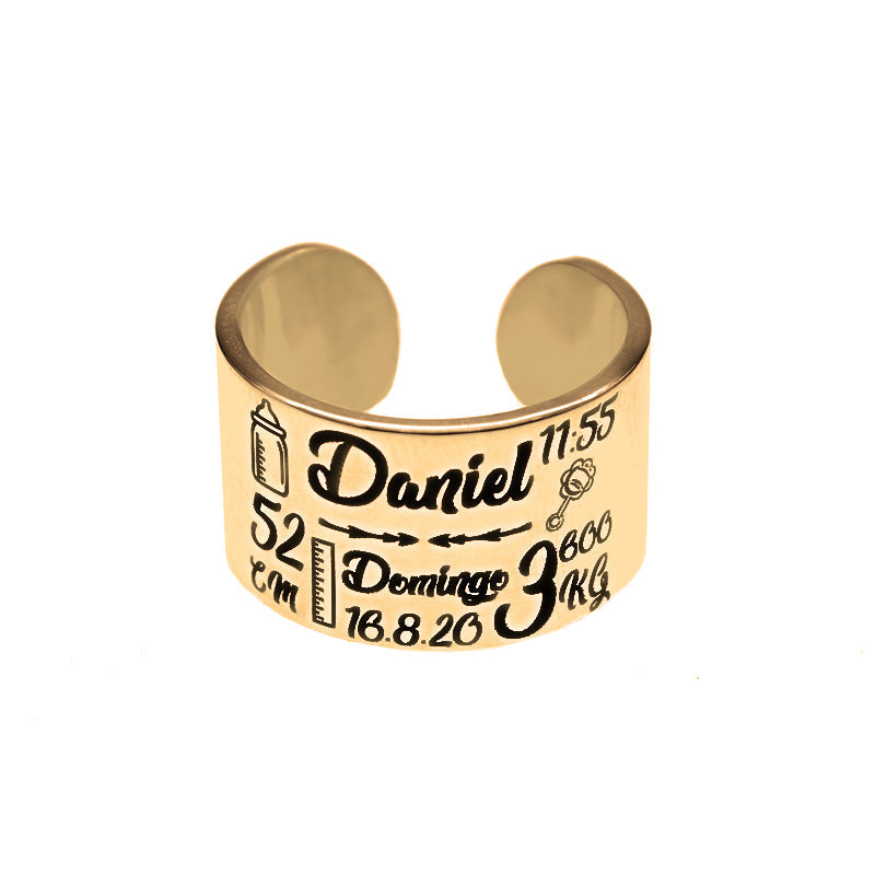 Bague naissance personnalisable en argent 925 plaqué or