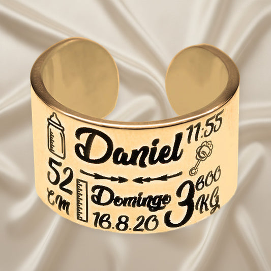 Bague naissance personnalisable en argent 925 plaqué or