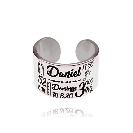Bague personnalisée en Argent 925 - Naissance