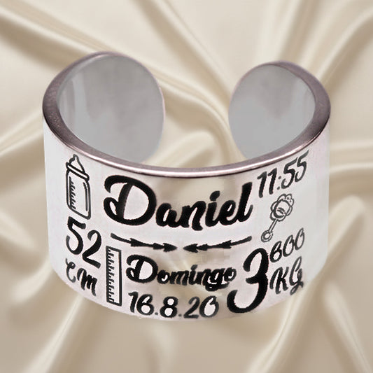Bague personnalisée en Argent 925 - Naissance