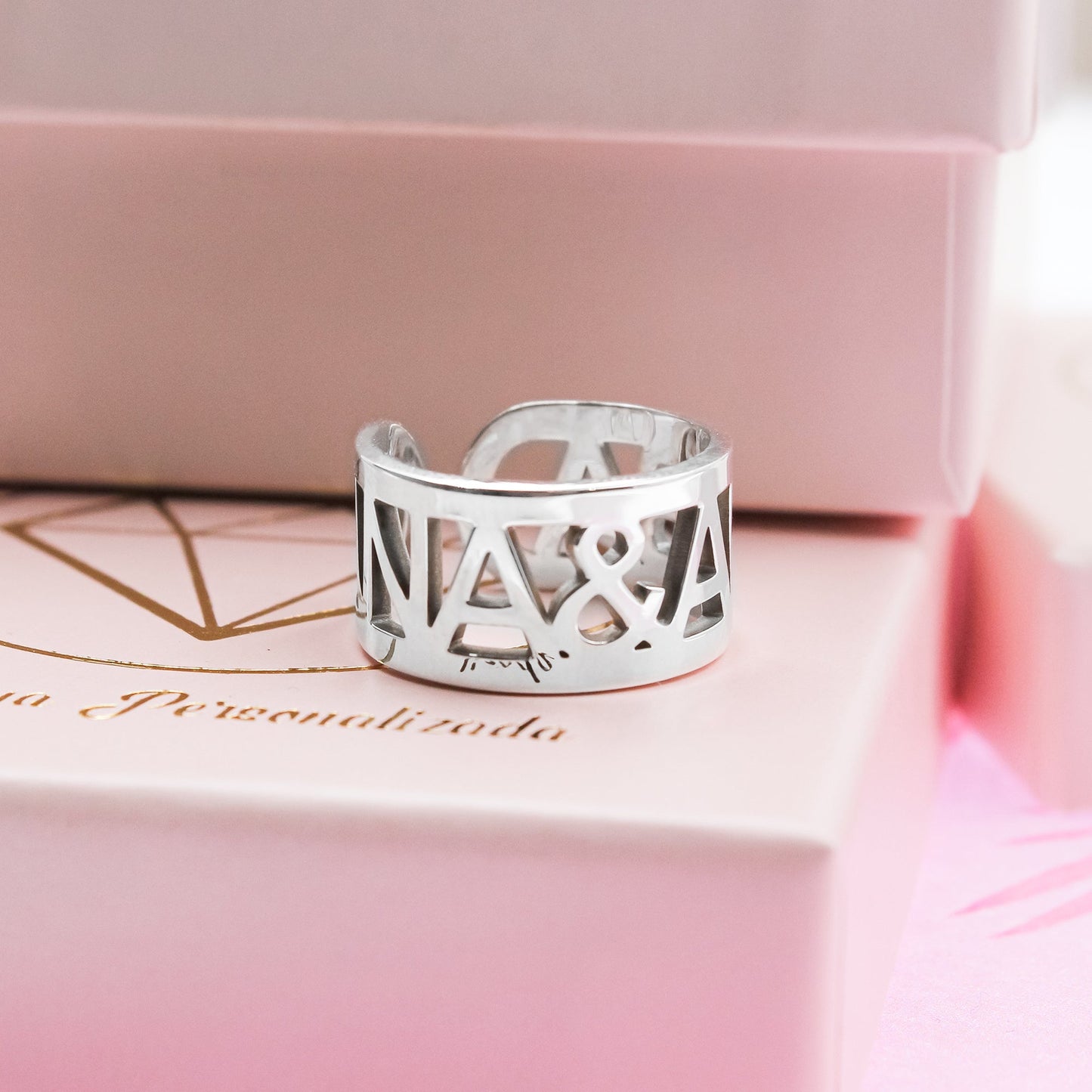 Bague Personnalisée Prénoms en Argent 925 - Ajustable