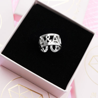 Bague Personnalisée Prénoms en Argent 925 - Ajustable