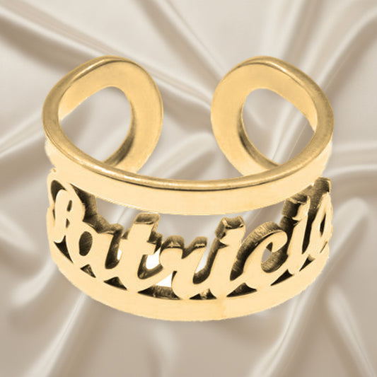 Bague Prénom en Argent Plaqué Or