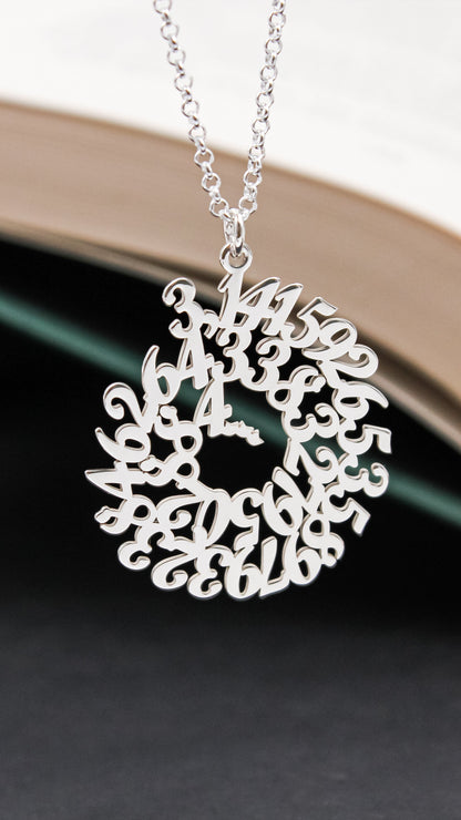 Boucles d'oreilles argent 925 motif nombre Pi