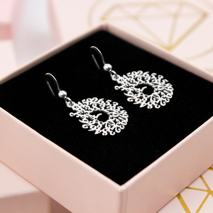 Boucles d'oreilles argent 925 motif nombre Pi