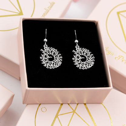 Boucles d'oreilles argent 925 motif nombre Pi