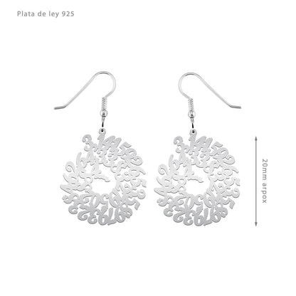Boucles d'oreilles argent 925 motif nombre Pi