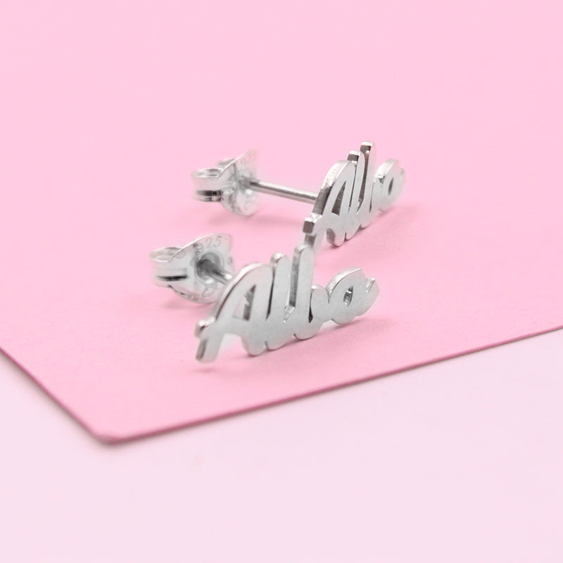 Boucles d'oreilles en argent personnalisées avec prénom