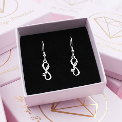 Boucles d'oreilles Infini vertical en argent