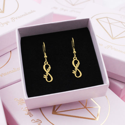 Boucles d'oreilles Infini vertical plaqué or