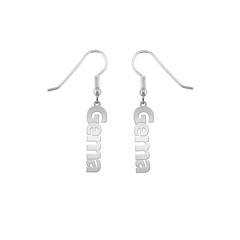 Boucles d'oreilles personnalisables prénom vertical argent 925