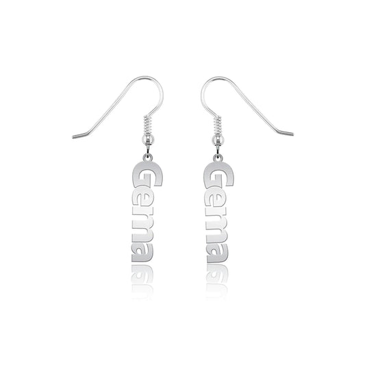 Boucles d'oreilles personnalisables prénom vertical argent 925