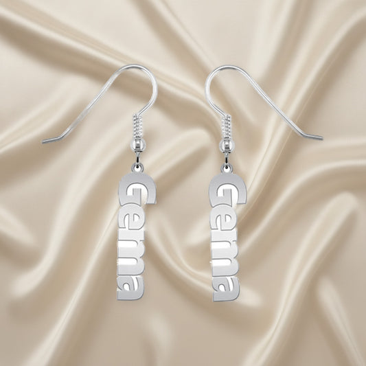 Boucles d'oreilles personnalisables prénom vertical argent 925