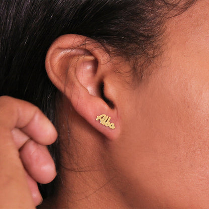 Boucles d'oreilles prénom en argent plaqué or