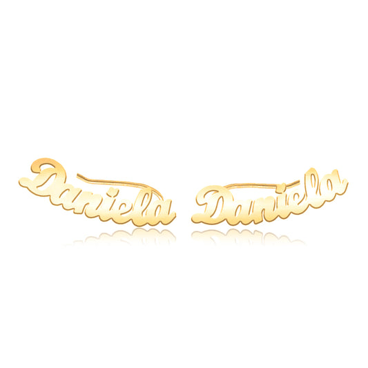 Boucles d'oreilles prénom personnalisables argent 925 plaqué or