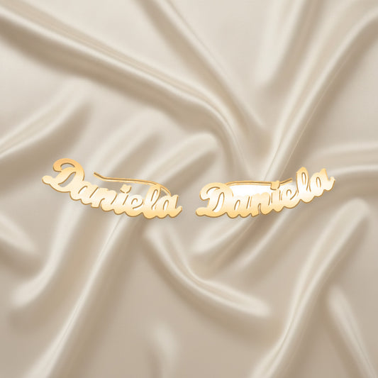 Boucles d'oreilles prénom personnalisables argent 925 plaqué or