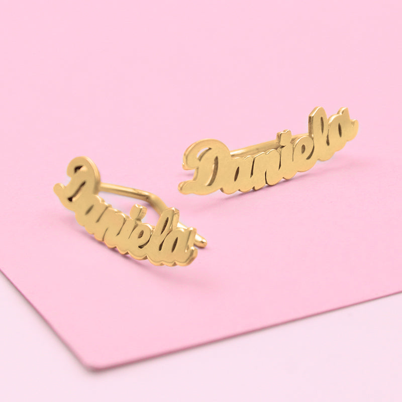 Boucles d'oreilles prénom personnalisables argent 925 plaqué or