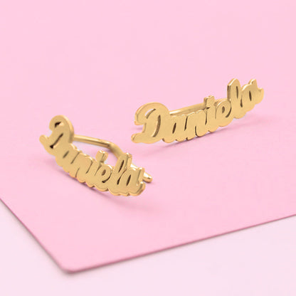 Boucles d'oreilles prénom personnalisables argent 925 plaqué or