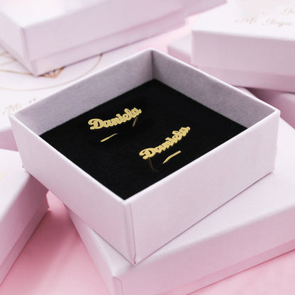 Boucles d'oreilles prénom personnalisables argent 925 plaqué or